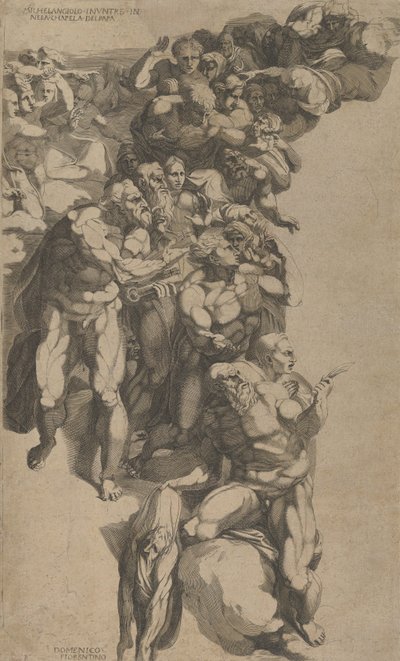 Groupe du Jugement Dernier, Saint Barthélemy, Saint Pierre et autres apôtres, 16ème siècle - Domenico del Barbiere