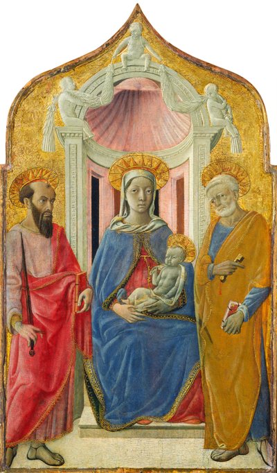 Madone et Enfant en majesté avec Saint Pierre et Saint Paul - Domenico di Bartolo