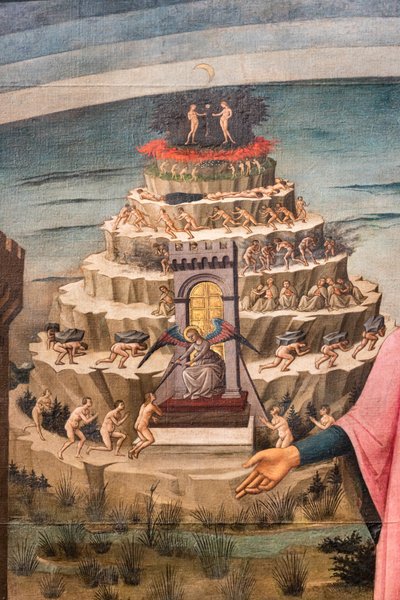La Divine Comédie de Dante Alighieri, détail de la colline du Purgatoire - Domenico di Michelino
