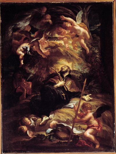 La Mort de Saint François Xavier. Peinture de Domenico Piola - Domenico the Elder Piola