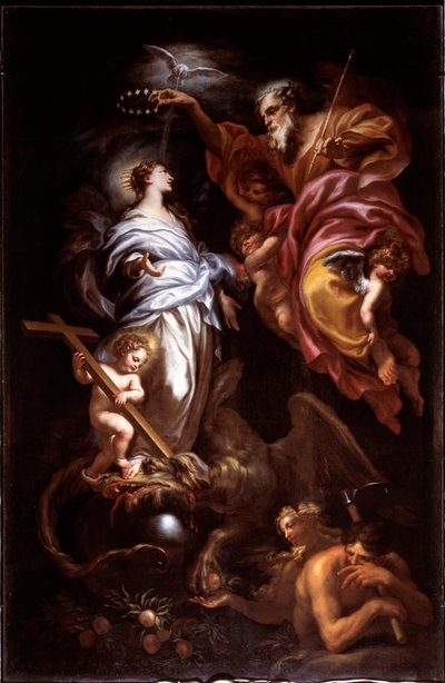 Vierge immaculée et saint père - Domenico the Elder Piola