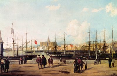 Vue du port de Malaga, Espagne - Domingo Gallego y Alvarez