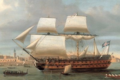 Le Foudroyant et le Pégase entrent dans le port de Portsmouth, 1782 - Dominic Serres
