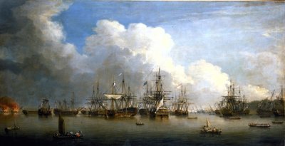 Guerre de Sept Ans (1756-1763) : La capture de la flotte espagnole à La Havane (Cuba), août et septembre 1762. Huile sur toile, milieu du XVIIIe siècle, par Dominic Serres (1722-1793) - Dominic Serres