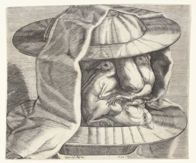 Une tête grotesque avec un casque dans le style d