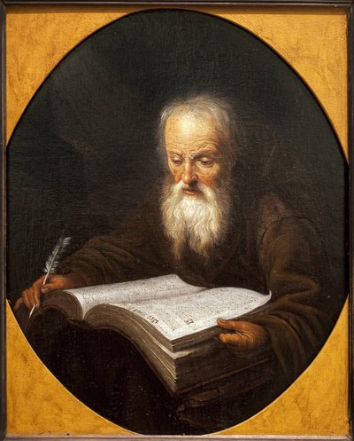 Un moine lisant, une plume à la main - Dominicus van Tol