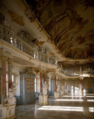 Vue de la salle de bibliothèque du monastère de Schussenried - Dominikus Zimmermann