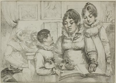 Groupe Familial (Femme lisant à deux enfants) - Dominique Vivant Denon