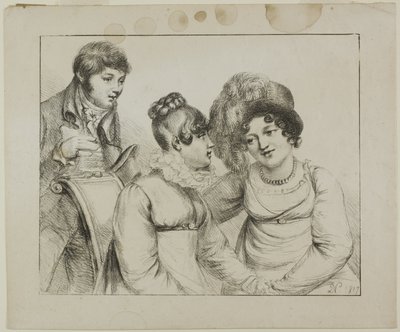 Homme et deux femmes conversant - Dominique Vivant Denon