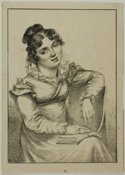 Jeune femme assise tenant un livre ouvert - Dominique Vivant Denon