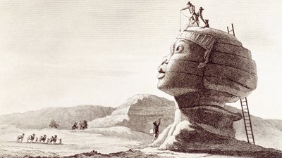 Sphinx de Gizeh en Égypte pendant la campagne d