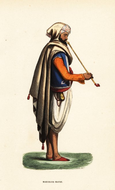 Marchand maure avec pipe à tabac, Algérie - Doms Doms