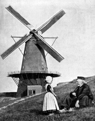 Scène traditionnelle hollandaise avec moulin à vent, Hollande, 1936 - Donald McLeish