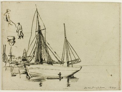 Croquis de bateaux de pêche et de marins - Donald Shaw MacLaughlan