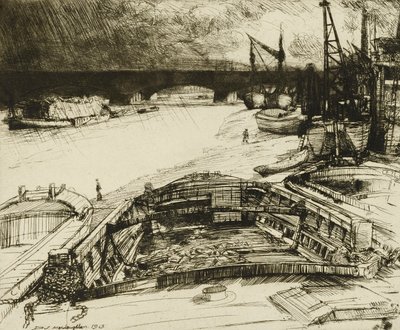 Vent et pluie sur la Tamise - Donald Shaw MacLaughlan
