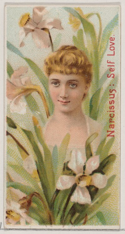 Narcisse : Amour de soi, de la série Beautés florales et langage des fleurs N75 pour Du..., 1892 - Donaldson Brothers