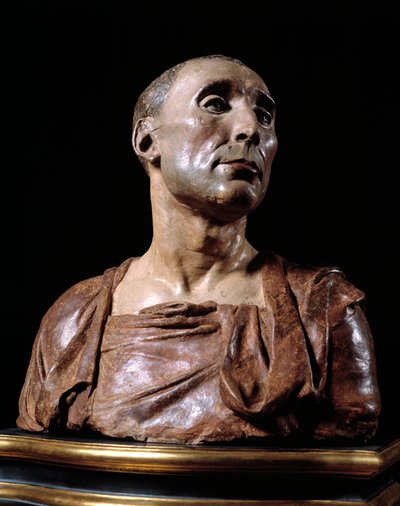 Portrait en buste du condottiere Niccolo da Uzzano (1359-1431). Sculpture en terre cuite par Donatello (1386-1466) - Donatello