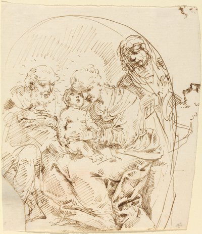 Sainte Famille avec Sainte Anne et tête de femme de profil - Donato Creti