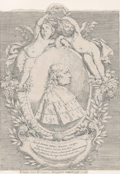 Portrait de Giovanni Girolamo Sbaraglia, dans un ovale flanqué de deux putti sur des cornucopias, 1716 - Donato Creti
