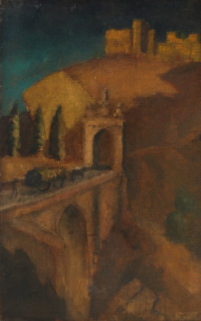 Paysage de montagne avec pont (verso), c.1910 - Dora (attr. to) Carrington