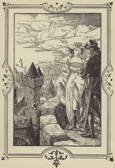 « Annoure a amené le Roi sur les remparts » (lithographie) - Dora Curtis