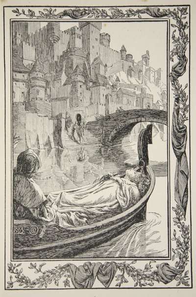 La barge flottait sur la rivière, illustration de 