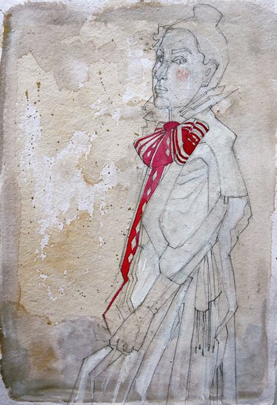 Portrait avec un élégant nœud rouge - Doris Schmitz