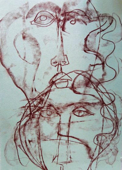 Visages abstraits entrelacés - Doris Schmitz