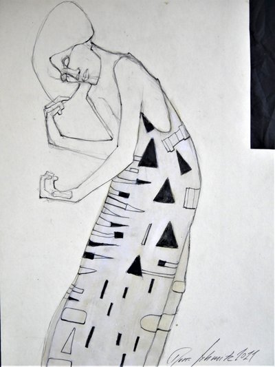 Femme géométrique pensive - Doris Schmitz