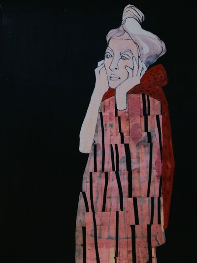 Femme pensive en rouge - Doris Schmitz