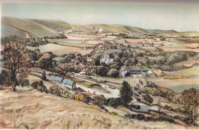 Poynings : Un village du Sussex (lithographie en couleur) - Douglas Sharpus Andrews