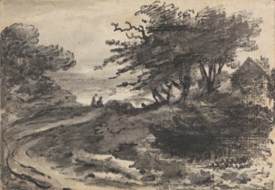 Paysage avec arbres et deux figures - Dr. Thomas Monro