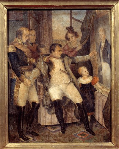 Portrait de Napoléon Ier devant le portrait de son fils le Roi de Rome Napoléon II - Dubreuil