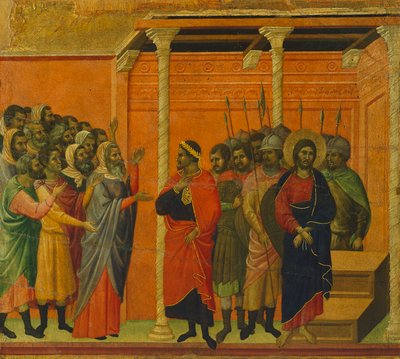 Retable : Christ accusé par les pharisiens (détail) - Duccio di Buoninsegna