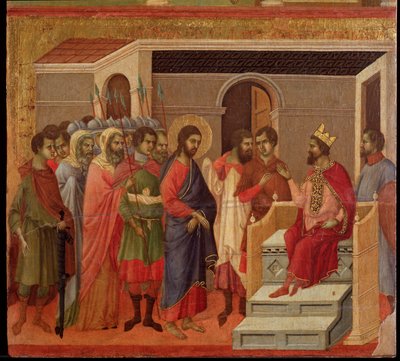 Jésus devant Hérode. Retable de La Maestà - Duccio di Buoninsegna