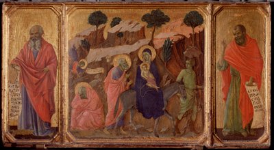 Vie du Christ : Fuite en Égypte avec les prophètes Jérémie et Osée - Duccio di Buoninsegna