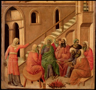Le reniement de Pierre. Retable de la Maestà - Duccio di Buoninsegna