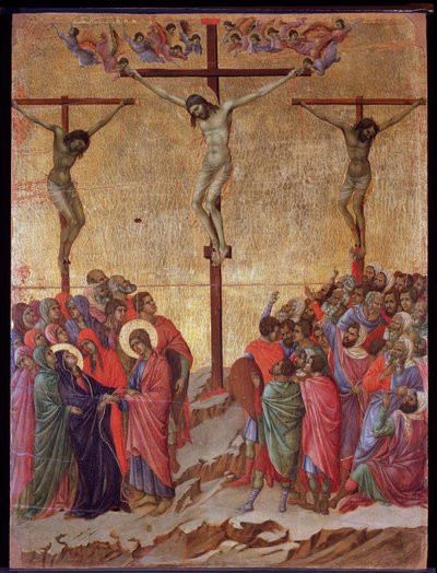 La Crucifixion avec le bon larron (Dismas) et le mauvais larron (Gestas) - Duccio di Buoninsegna