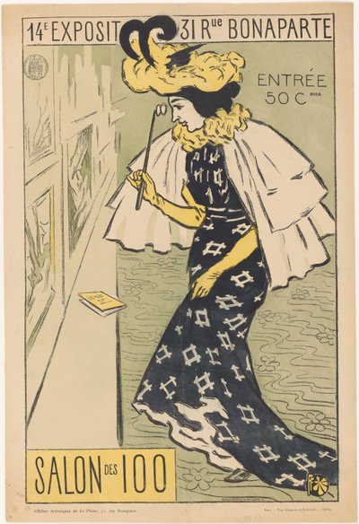 Affiche pour la quatorzième exposition du Salon des 100 - Ducourtioux and Huillard