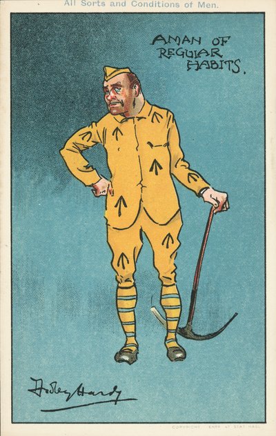 Un homme de bonnes habitudes : prisonnier tenant une pioche - Dudley Hardy