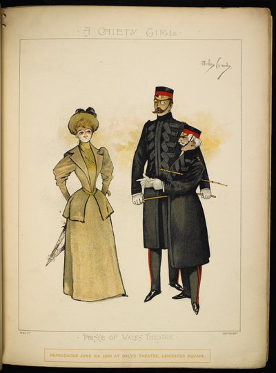 Une des filles de Gaiety, et deux officiers des Life Guards - Dudley Hardy