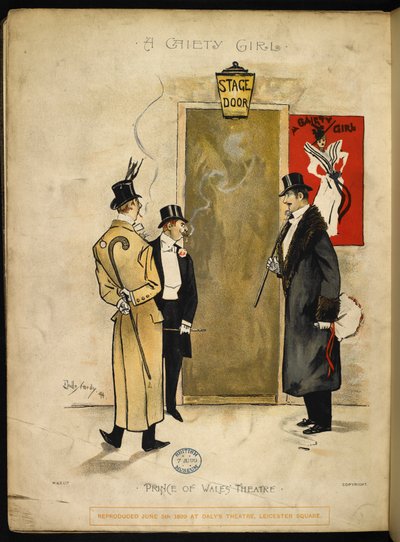 Trois gentlemen attendant à la sortie des artistes, pour voir les filles de Gaiety. - Dudley Hardy