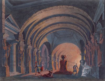 4e acte de Sémiramis de Rossini, publié dans un livre sur la scénographie à Amsterdam en 1845 - Dutch School