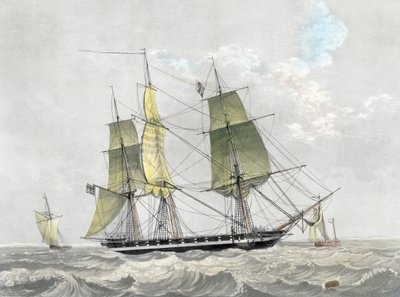 Corvette de la marine américaine sous voile, début du XIXe siècle - Dutch School