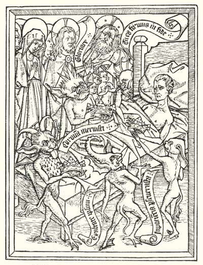 Livre de poche Ars Moriendi, imprimé vers 1460 aux Pays-Bas par un auteur inconnu (lithographie) - Dutch School