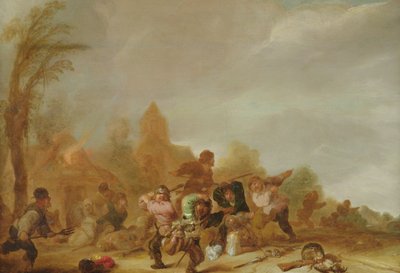 Rixe entre soldats et paysans - Dutch School