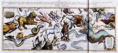 Carte céleste des constellations : Orion, Taureau, Bélier, Poissons, etc., 1666-1668 - Dutch School