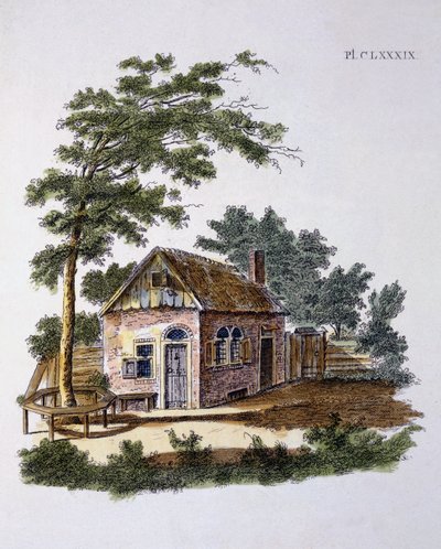 Cottage du Magazine of Garden Gems par G. van Laar, publié en 1802 - Dutch School
