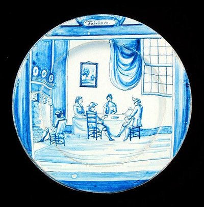 Assiette de Delft représentant le mois de février - Dutch School