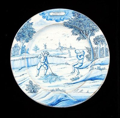 Assiette en faïence de Delft représentant le mois de juillet - Dutch School